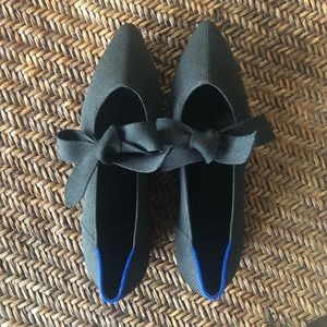 NEW Rothy’s Mary Jane Flat Black Ballerina Tie Bow Size 6.5